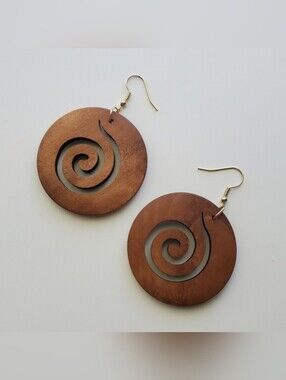 Brown Swirl Dangle Earrings